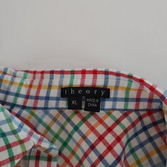 Theory Multicolor Kenola Crest Button Up Long Sleeve Shirt Size XLg - Picture 4 of 7